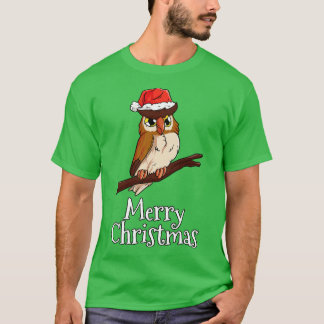 メリークリスマスフクロウサンタスハットフクロウ Tシャツ