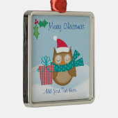 メリークリスマスフクロウセラミックオーナメント メタルオーナメント (右)