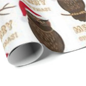 メリークリスマスフクロウ模様 ラッピングペーパー (ロールコーナー)