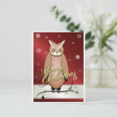 メリークリスマスフクロウ赤 シーズンポストカード (スタンド正面)