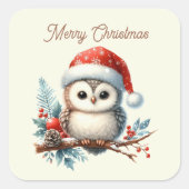 メリークリスマスフクロウ追加文字 スクエアシール (正面)