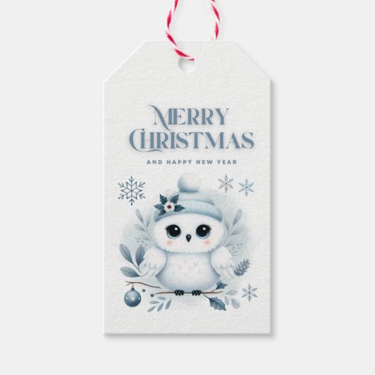 メリークリスマスフクロウ ギフトタグ (正面)