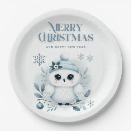 メリークリスマスフクロウ ペーパープレート