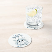 メリークリスマスフクロウ ラウンドペーパーコースター (インサイチュ)