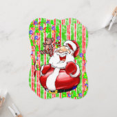 メリークリスマスフラットグリーティングカードテディベア カード (正面/裏面インサイチュ)