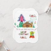 メリークリスマスフラットグリーティングカード清掃レディ カード (正面/裏面インサイチュ)