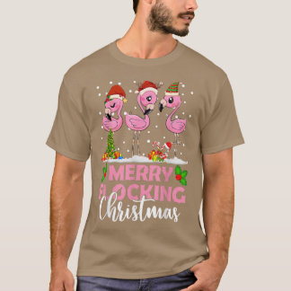 メリークリスマスフラミンゴのクリスマスツリーS Tシャツ