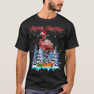 メリークリスマスフラミンゴクリスマスクリスマスライト Tシャツ