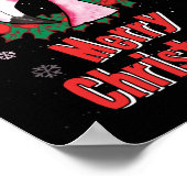 メリークリスマスフラミンゴサンタハットサングラス ポスター (角)