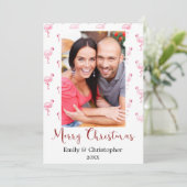 メリークリスマスフラミンゴホリデーフォトカード シーズンカード (スタンド正面)