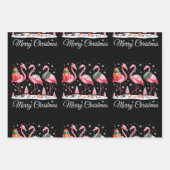 メリークリスマスフラミンゴライトサンタハットクリスマス ラッピングペーパーシート (正面)