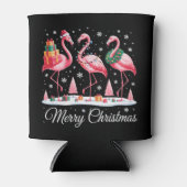 メリークリスマスフラミンゴライトサンタハットクリスマス 缶クーラー (正面)