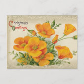 メリークリスマスフラワーヴィンテージアート シーズンポストカード (正面)