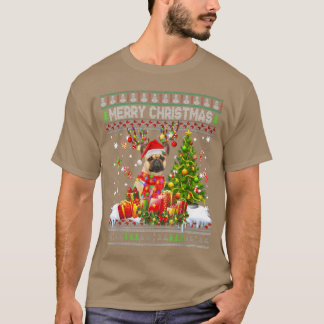 メリークリスマスフランスのブルドッグサンタクリスマスライトU Tシャツ
