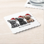 メリークリスマスフランスのブルドッグサンタドッグ ペーパーコースター (アングル)