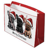 メリークリスマスフランスのブルドッグサンタドッグ ラージペーパーバッグ (裏面アングル)