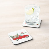 メリークリスマスフランスのブルドッグスレッドピックアップトラック コースター (右側)