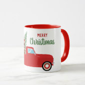 メリークリスマスフランスのブルドッグスレッドピックアップトラック マグカップ (正面右)