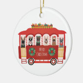 メリークリスマスフランスのブルドッグズホリデートロリー セラミックオーナメント (左)