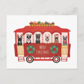 メリークリスマスフランスのブルドッグズホリデートロリー ポストカード (正面)