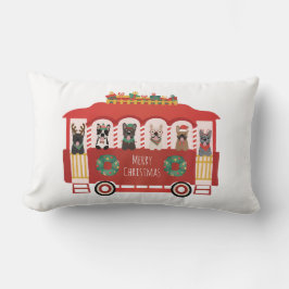 メリークリスマスフランスのブルドッグズホリデートロリー ランバークッション