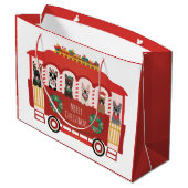 メリークリスマスフランスのブルドッグズホリデートロリー ラージペーパーバッグ (裏面アングル)