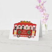 メリークリスマスフランスのブルドッグズホリデートロリー 箔グリーティングカード (蘭)