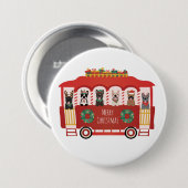 メリークリスマスフランスのブルドッグズホリデートロリー 缶バッジ (正面&裏面)