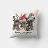 メリークリスマスフランスのブルドッグトナカイ犬 クッション (裏面)