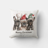 メリークリスマスフランスのブルドッグトナカイ犬 クッション (正面)