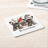 メリークリスマスフランスのブルドッグトナカイ犬 スクエアペーパーコースター (アングル)