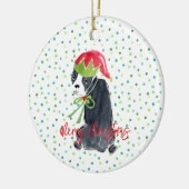 メリークリスマスフランスのブルドッグホリー名フェスティバル セラミックオーナメント (左)