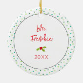 メリークリスマスフランスのブルドッグホリー名フェスティバル セラミックオーナメント (裏面)