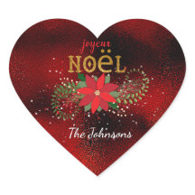 メリークリスマスフランスの赤いハートグラス