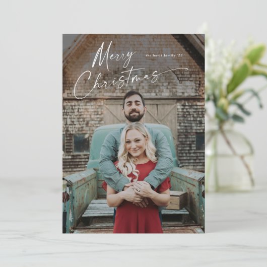 メリークリスマスフルブリードポートレート写真休日 カード (スタンド正面)