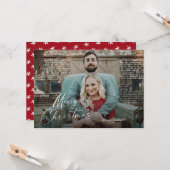 メリークリスマスフルブリードポートレート写真 カード (正面/裏面インサイチュ)