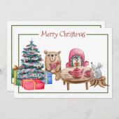 メリークリスマスフレンズフラットホリデーカード シーズンカード (正面/裏面)