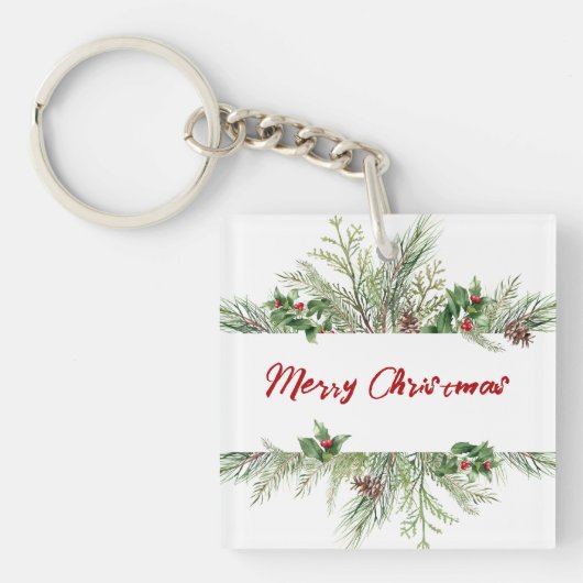 メリークリスマスフレーム冬のウィースグリーティング キーホルダー (正面)