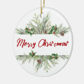 メリークリスマスフレーム冬のウィースグリーティング セラミックオーナメント (左)
