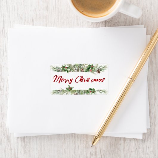 メリークリスマスフレーム冬のウィースグリーティング ラベル (インサイチュ)