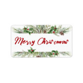 メリークリスマスフレーム冬のウィースグリーティング ラベル (正面)