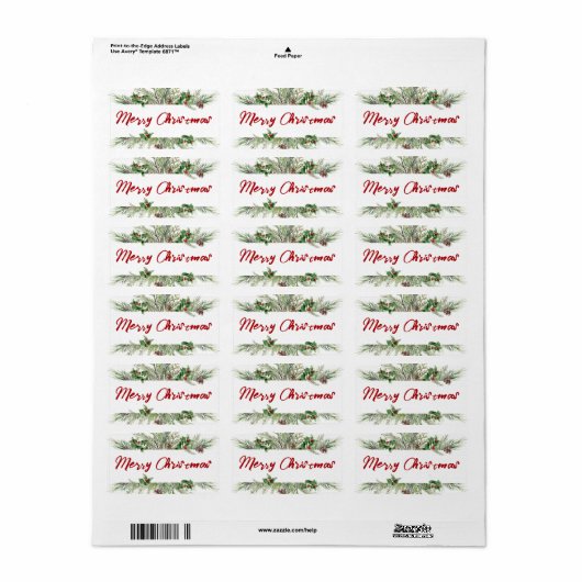 メリークリスマスフレーム冬のウィースグリーティング ラベル (フルシート)