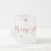 メリークリスマスフロステッドピンクローズ金ゴールド フロストグラスマグカップ (正面左)