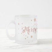 メリークリスマスフロステッドピンクローズ金ゴールド フロストグラスマグカップ (左)