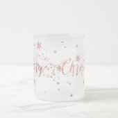 メリークリスマスフロステッドピンクローズ金ゴールド フロストグラスマグカップ (中央)