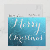 メリークリスマスフロストアイス凍っていブルータイポグラフィ シーズンポストカード (正面/裏面)