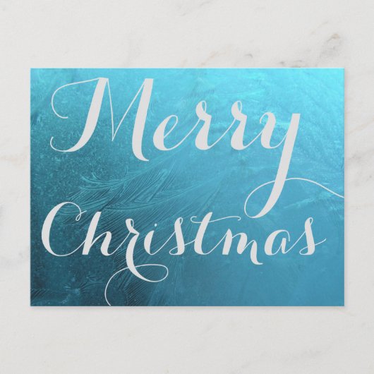 メリークリスマスフロストアイス凍っていブルータイポグラフィ シーズンポストカード (正面)