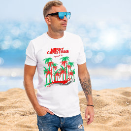 メリークリスマスフロリダスタイルレッドグリーンパームツリーズ Tシャツ