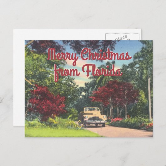 メリークリスマスフロリダヴィンテージグリーティング シーズンポストカード (正面/裏面)