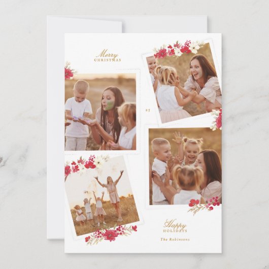 メリークリスマスフローラの植物写真数々の幸せ シーズンカード (正面)